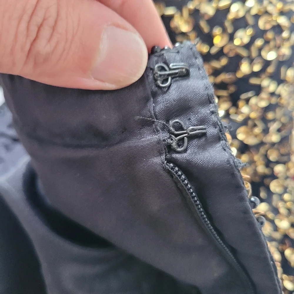 Vintage Niteline 100% silk dress with gold beading in size 10 - Picture 12 of 15